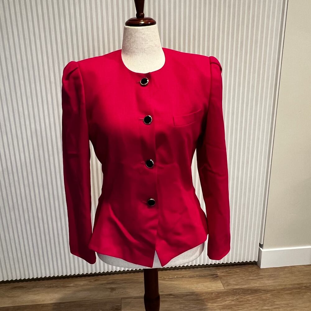 KASPER FOR A.S.L. Women's Collarless Blazer Size 10 In Red